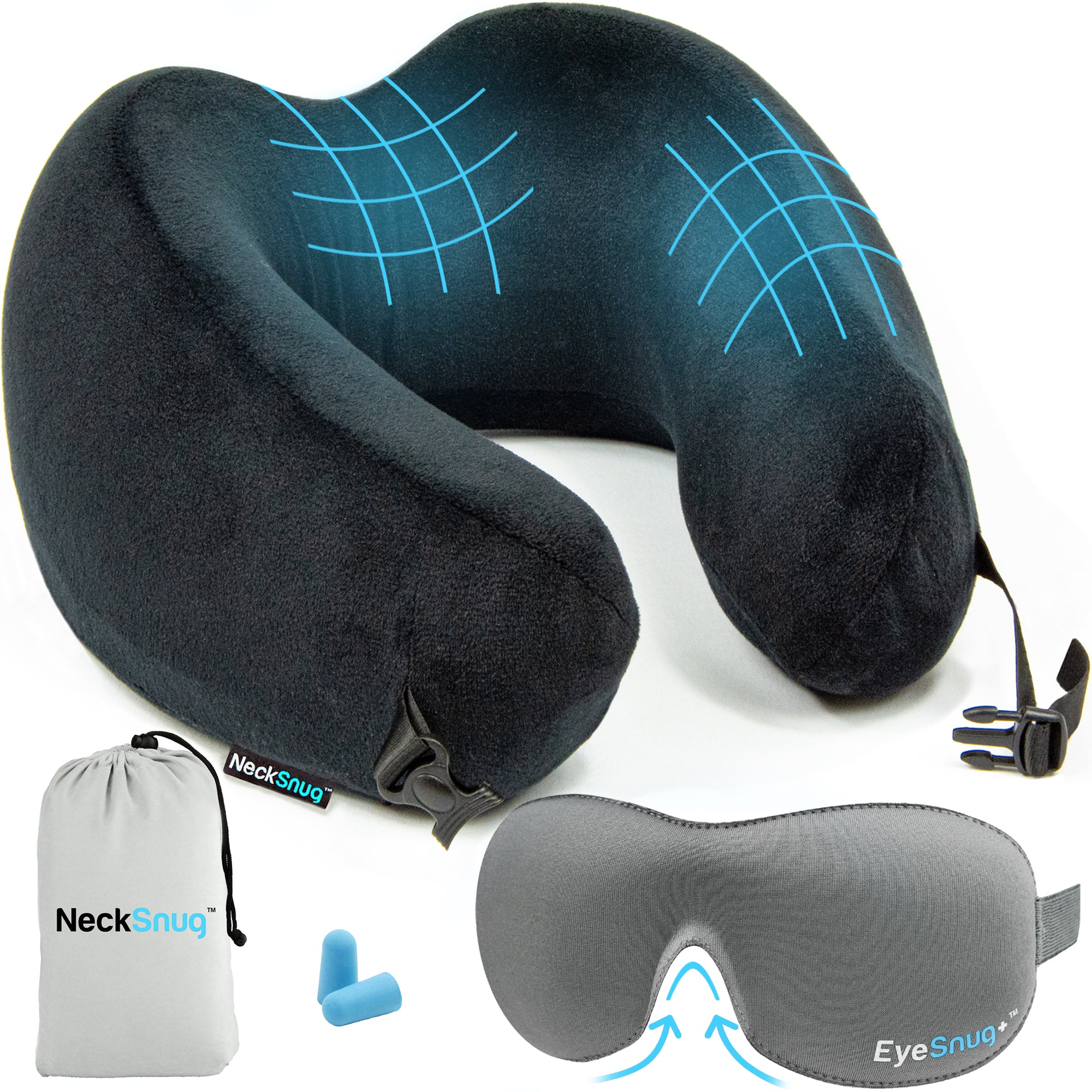 NeckSnug - Luxury Travel Pillow - Sleep Kit Bundle